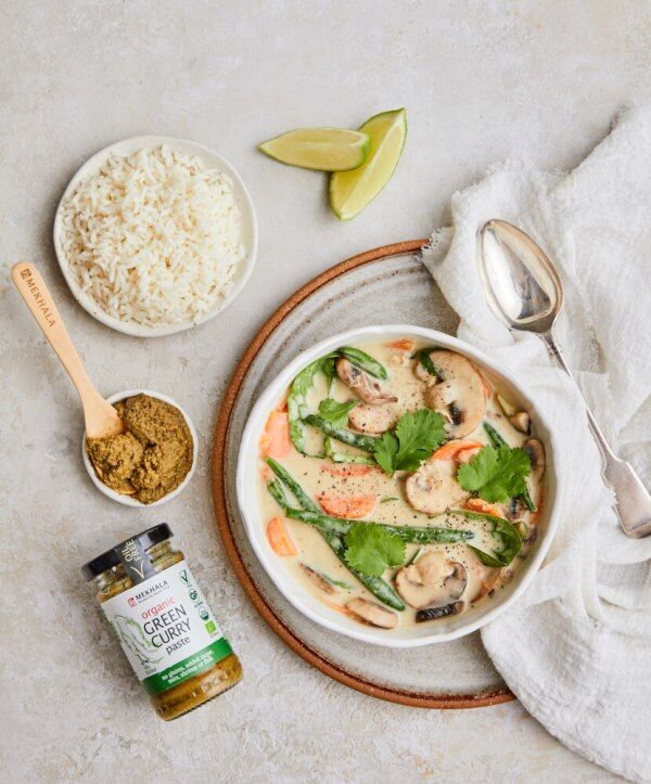Vegan Thai Green Curry from Leftover Roasted Vegetables